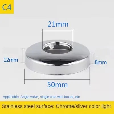 2PCS 1/2"3/4"Faucet Decorative Cover Stainless Steel Water Pipe Connector Heighten Valve Panel Shower Kitchen Faucet Accessories Oasis Select C4-2pcs