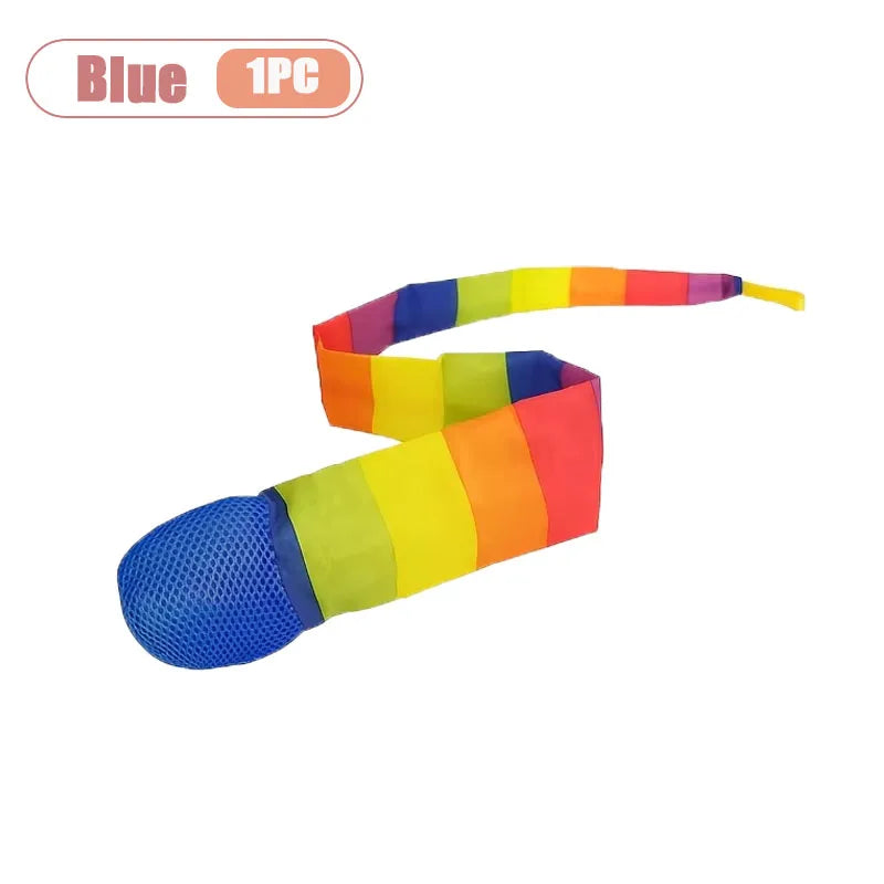 1-20PCS Rainbow Ball with Soft Tail Outdoor Indoor Throwing Catching Play Toy Sensory Integration Coordination Training Sports Oasis Select Blue-1PC