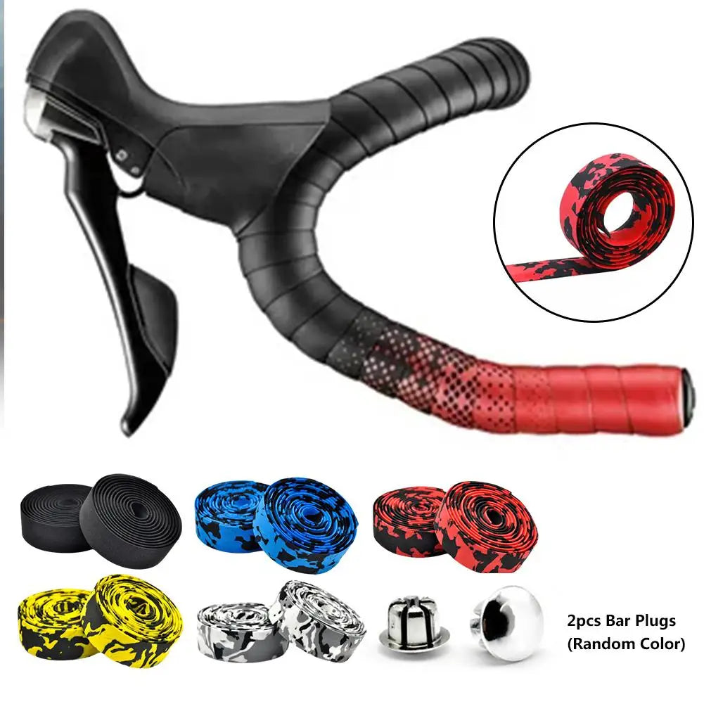 2pcs Road Bike Handlebar Tape Camouflage Cycling Wrap Wicking Tape Damping Stretch Absorb Sweat Anti-slip Handle Bicycle Belt Oasis Select