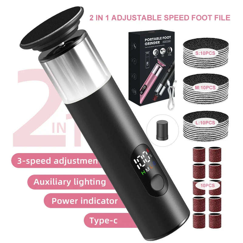 2-in-1 Electric Foot & Nail Grinder | Digital Display Rechargeable
