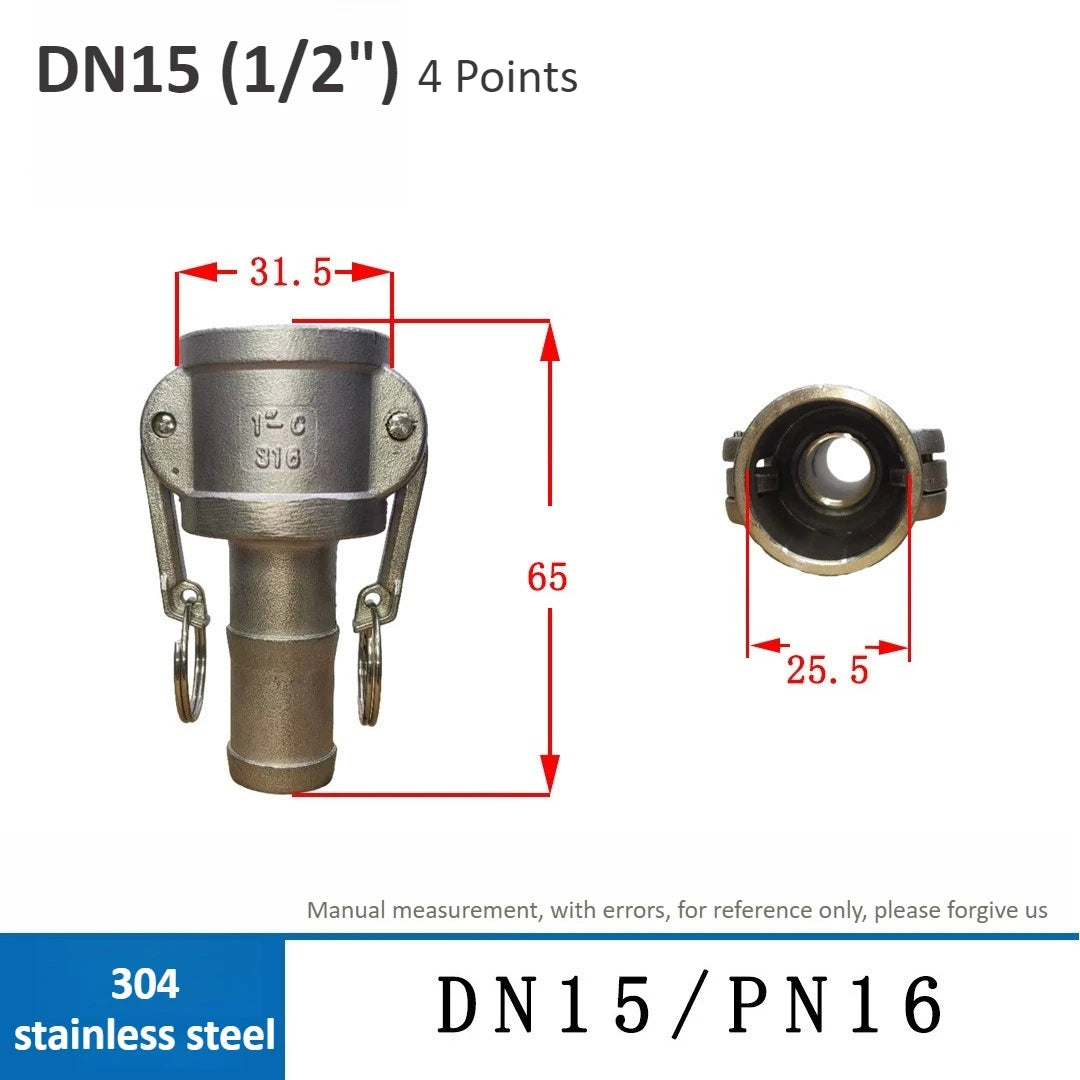 C-type Quick Connector 304 Stainless Steel DN15 20 25 32 40 50 Lever Type Leather Tube Quick Female End Soft Quick Plug Oasis Select DN15-304