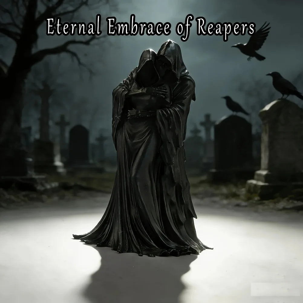 Gothic Grim Reaper & Skull Sculpture 3D Printed Dark Style Figurine Creative Ornament Desktop Bookshelf Halloween & Home Decor Oasis Select