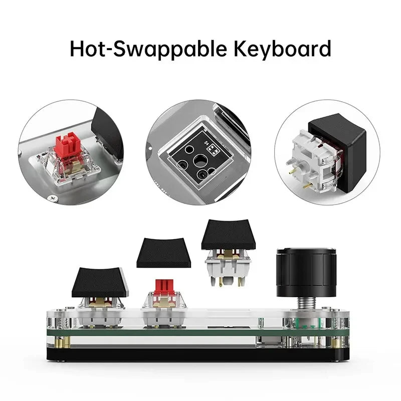 Mini Keyboard 3 Keys 1 Knob RGB Programming Macro Mechanical Keyboard Gaming Custom Switch Portable Keypad For Photoshop Oasis Select