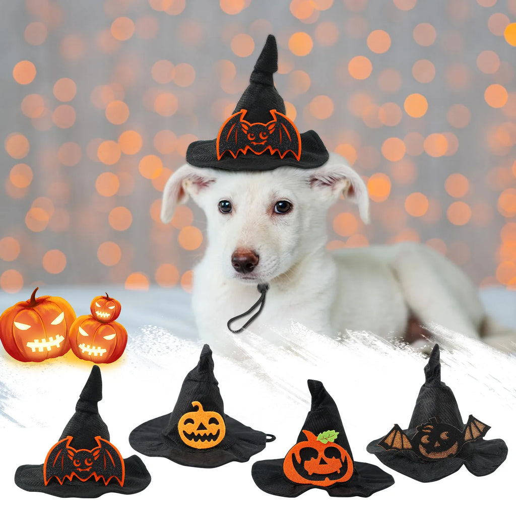 Halloween Spider Web Witch Hat Elastic Hair Band Pet Supplies Dog Cat Pumpkin Bat Hat Hair Accessories Happy Helloween Party Oasis Select