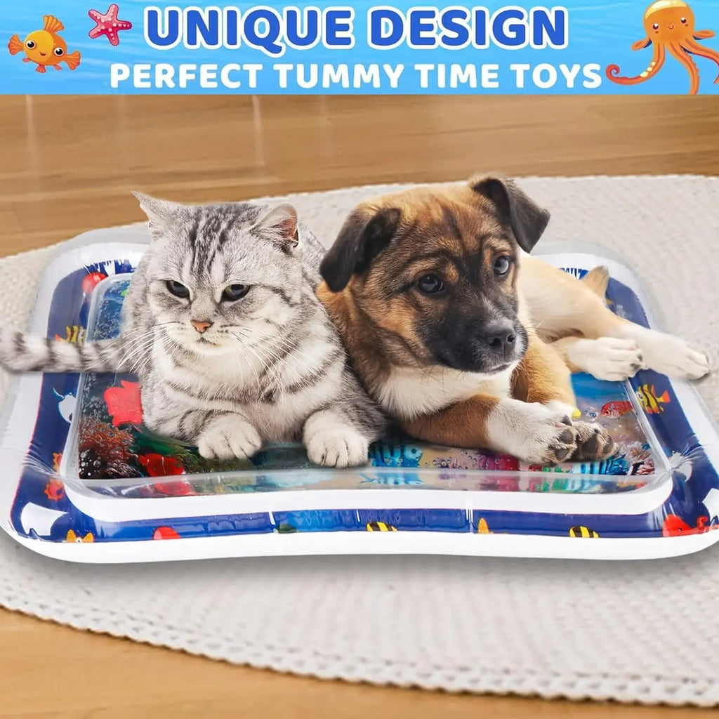 Water Sensory Play Mat Thickened Inflatable Water Mat For Cat And Dog Pet Playmat With Fish Sea Ocean Theme Sensory Toy Water Oasis Select