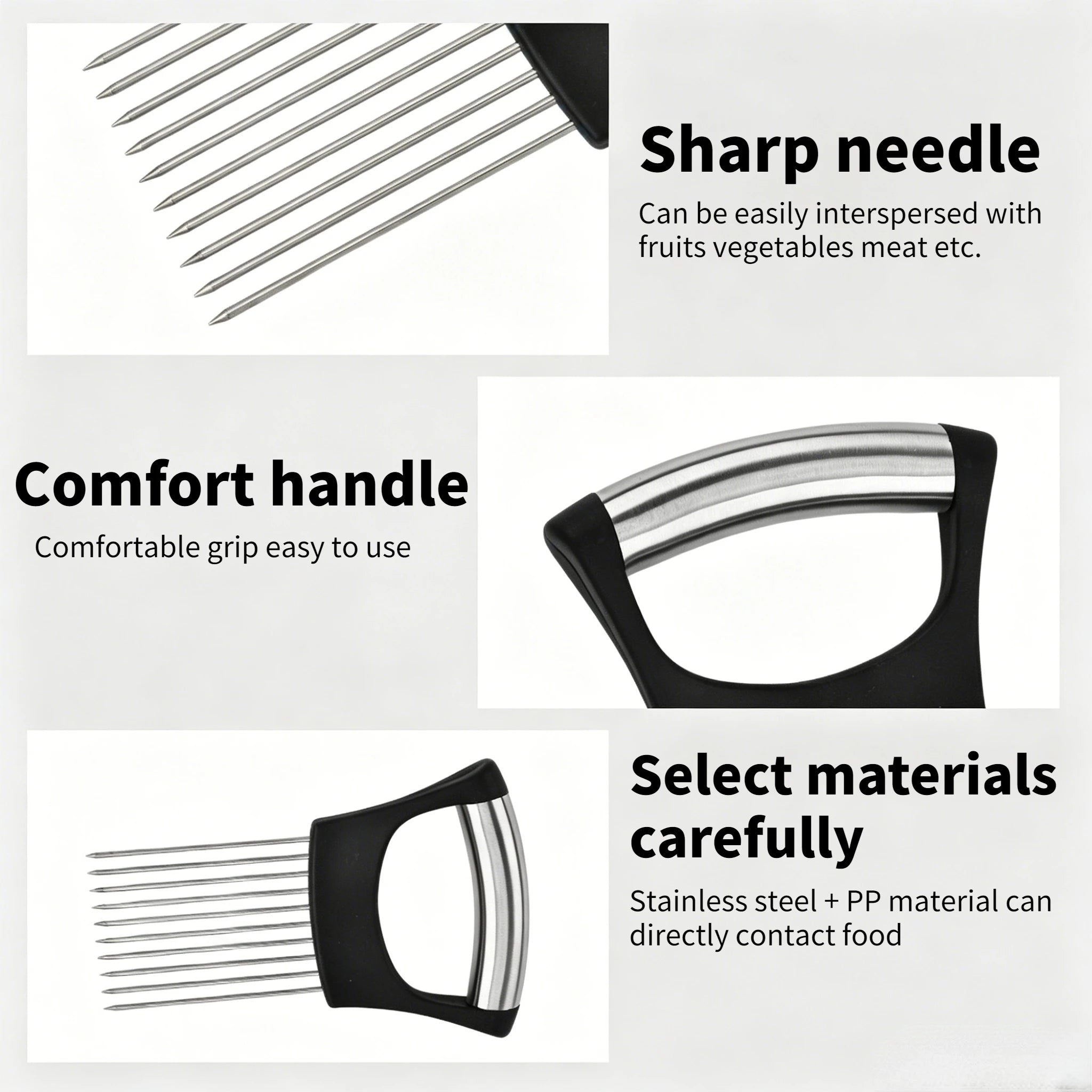 Stainless Steel Onion Cutter Holder Food Slicers Assistant Tomato Onion Slicer Holder Vegetables Cutting Fork Kitchen Gadgets Oasis Select