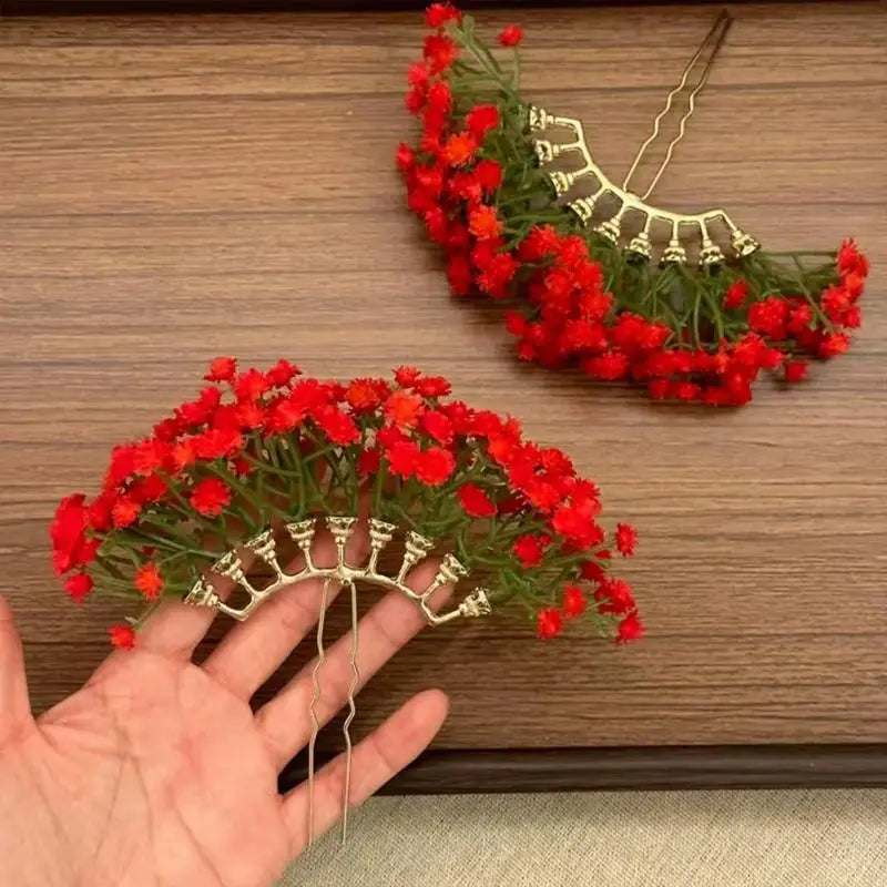 Baby's Breath Flower Hair Clip – Elegant Bridal Hairpin Floral Hair Clip Oasis Select A11