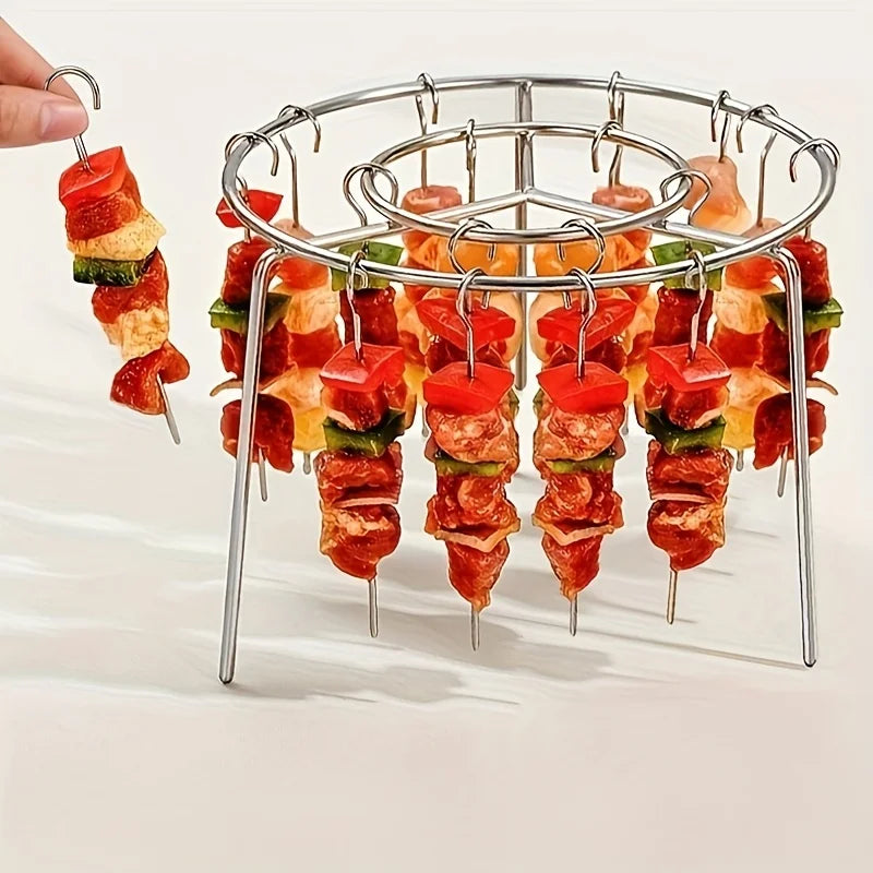 Vertical Air Fryer Skewer Rack for Even Heating,Holds Chicken Drumsticks Wings Thighs,Easy Clean BBQ Grill Rack for Home Kitchen Oasis Select