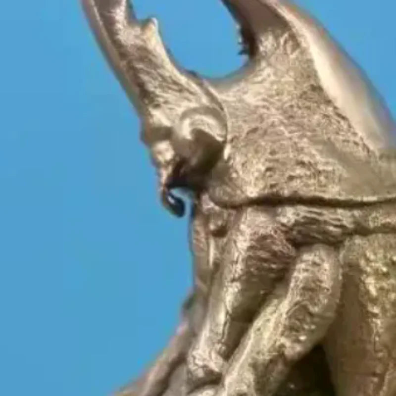 Antique Brass Realistic Beetle Sculpture Dual Horned Beetle Figurine With Intricate Detailing Car Dashboard Home Office Decor Oasis Select Default Title