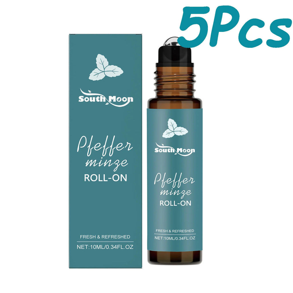 Peppermint Roller Essential Oils Portable Refreshing Fragrance Natural Comfort Massage Body Oils Roll On Relaxing Gift Women Men Oasis Select 50ml Boxed 10ml
