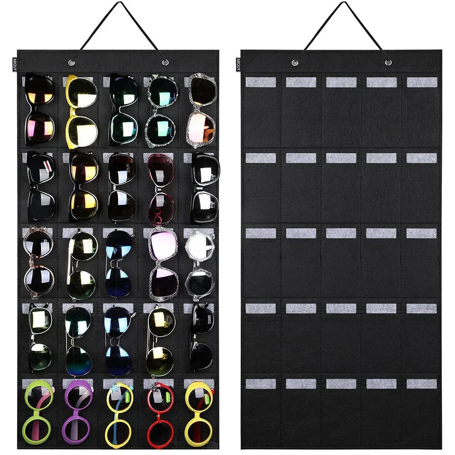 1Pc 15/25 Grids Glasses Organizer Storage Wall Hanging Bag Multifunctional Sunglasses Eyeglass Container Bag Foldable Oasis Select