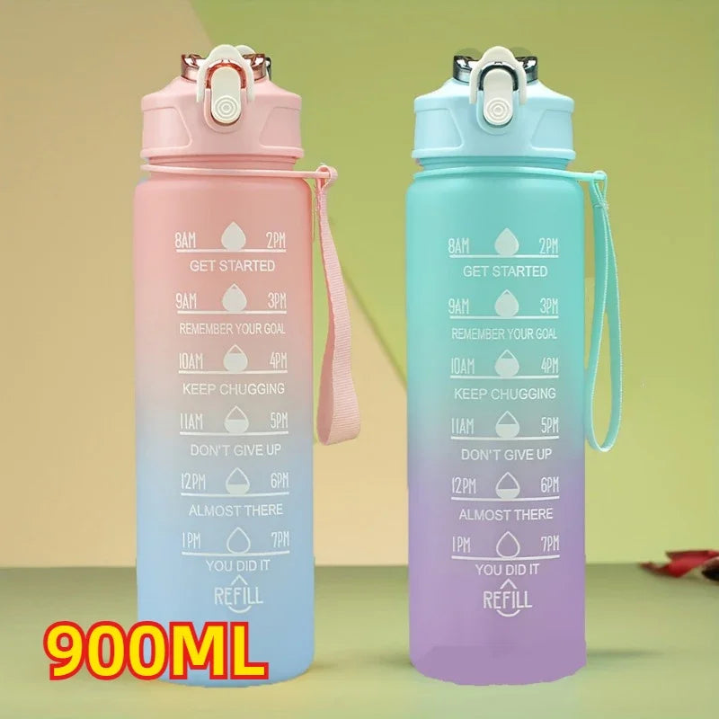1-3PCS Sports Water Bottle for Running Drinking Bottle 2L Motivational with Time Marker Stickers Portable Reusable Plastic Cups Oasis Select 2pcs-pink-green Select style