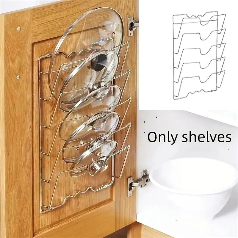 5-Layer Stainless Steel Wall Pot Lid & Kitchen Organizer Rack Kitchen Organizer Rack Oasis Select