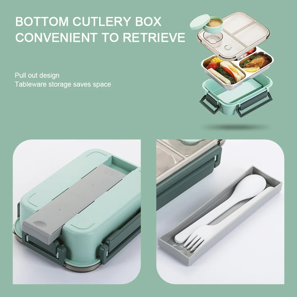 3-Compartment Insulated Stainless Steel Bento Lunch Box