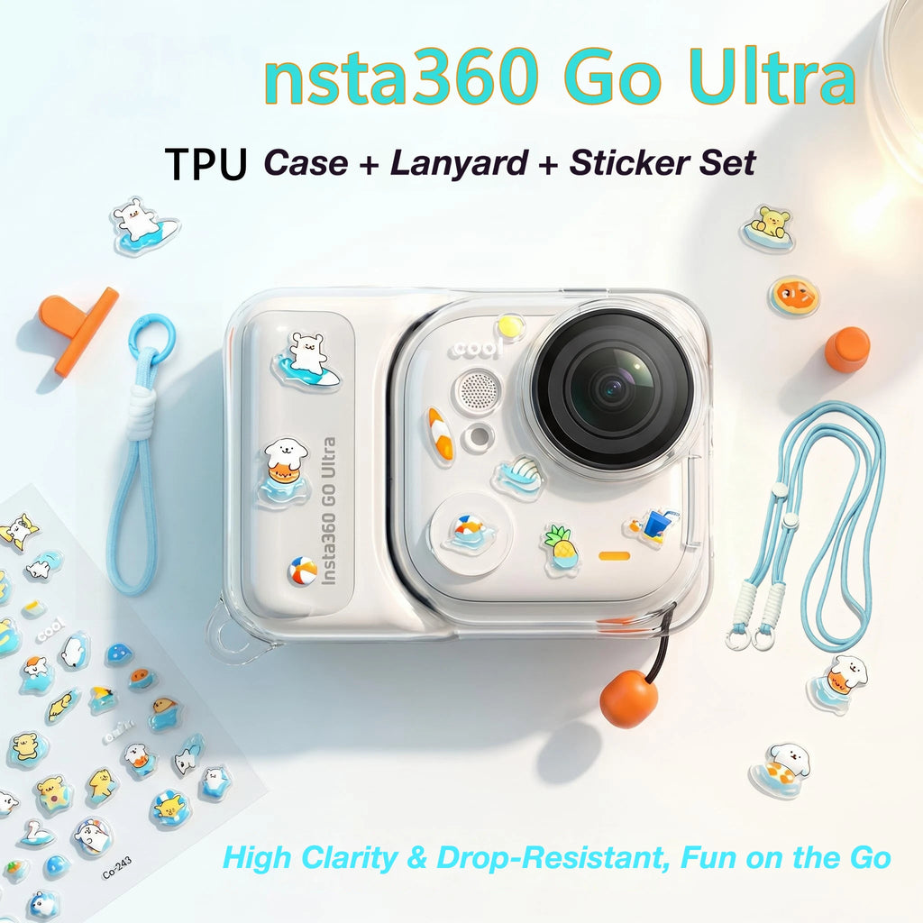 TPU Protective Case for Insta360 Go Ultra + Lens Cap & Lanyard