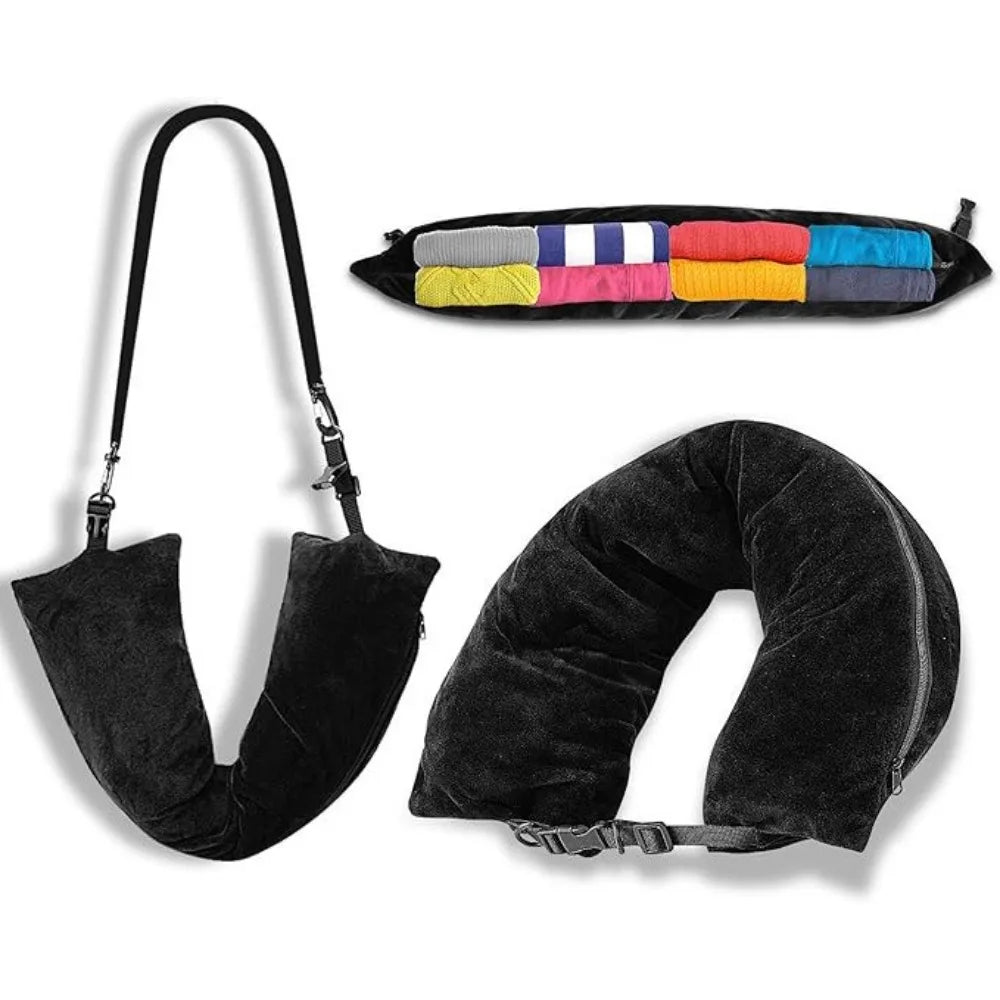 Multifunctional Fillable Travel Neck Pillow Comfortable Waterproof Stuffable Neck Portable U-Shaped Pillow Luggage Pillowcase Oasis Select