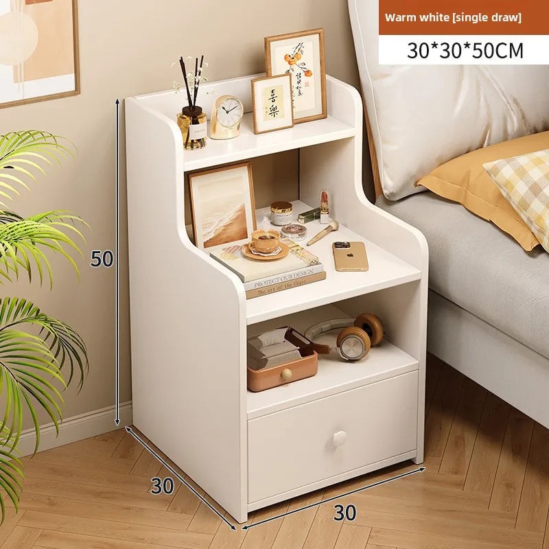 Bedside table Bedroom Simple storage Locked storage cabinet Small bedside storage shelf Rental house Mini low cabinet Oasis Select Warm white 30