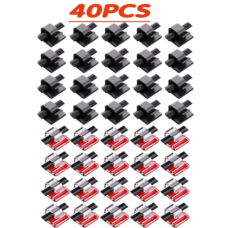 10/20/40pcs Cable Organizer Clips Cable Management Wire Manager Cord Holder Charging Data Line Bobbin Winder Wall Mounted Hook Oasis Select 40pcs-Mix 1