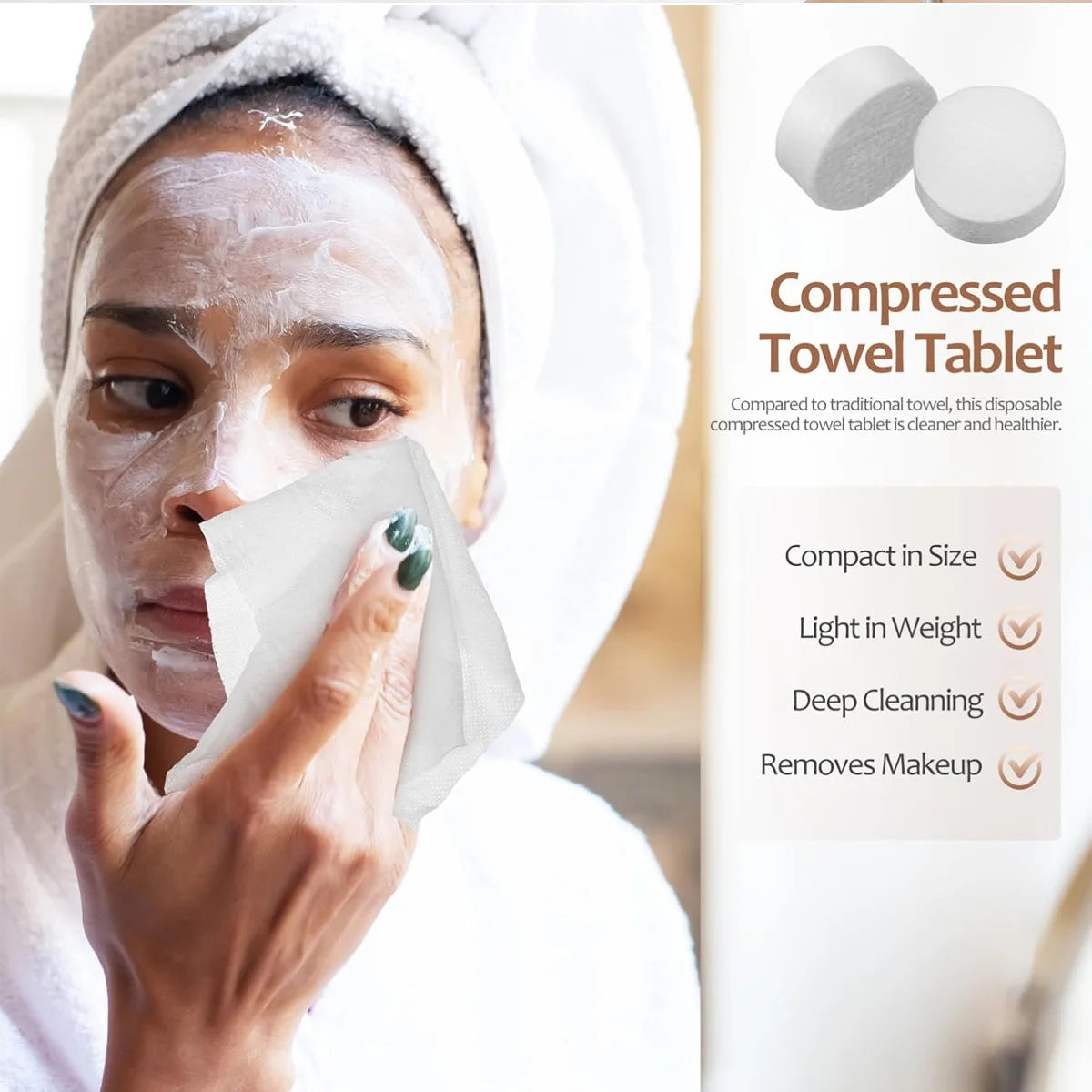 Compressed Towel Disposable Portable Face Towel Cotton Coin Tissue Suitable For Travel Camping Hiking Sports Beauty Salons Oasis Select