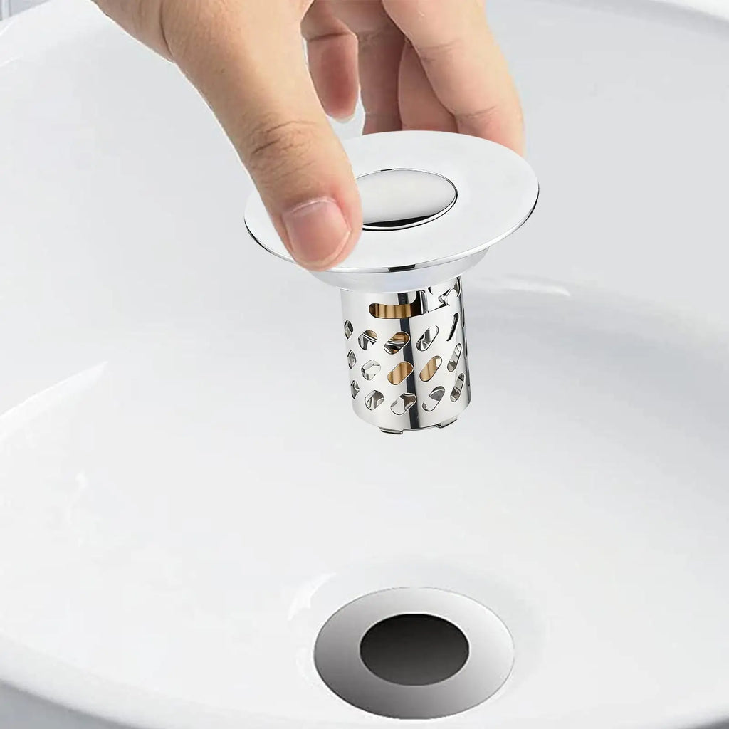 Sink Strainer Rebound Drain Plug Filter Metal Basin Pop-up Sink Filter With Hair Catcher Bathroom Sink Drain Stopper Strainer Oasis Select