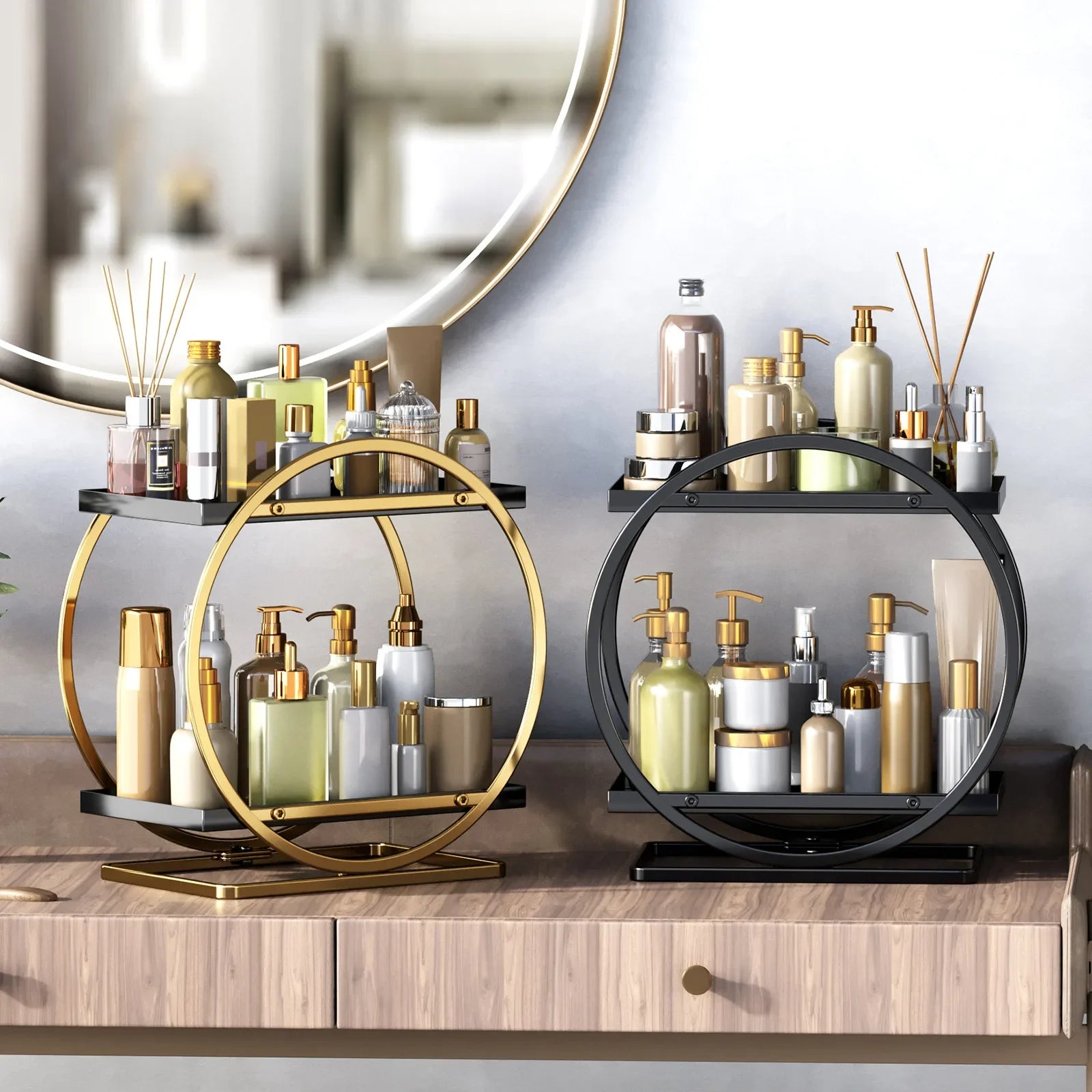 Light luxury toilet rack bathroom toilet hand wash countertop cosmetics storage box desktop vanity rack Oasis Select