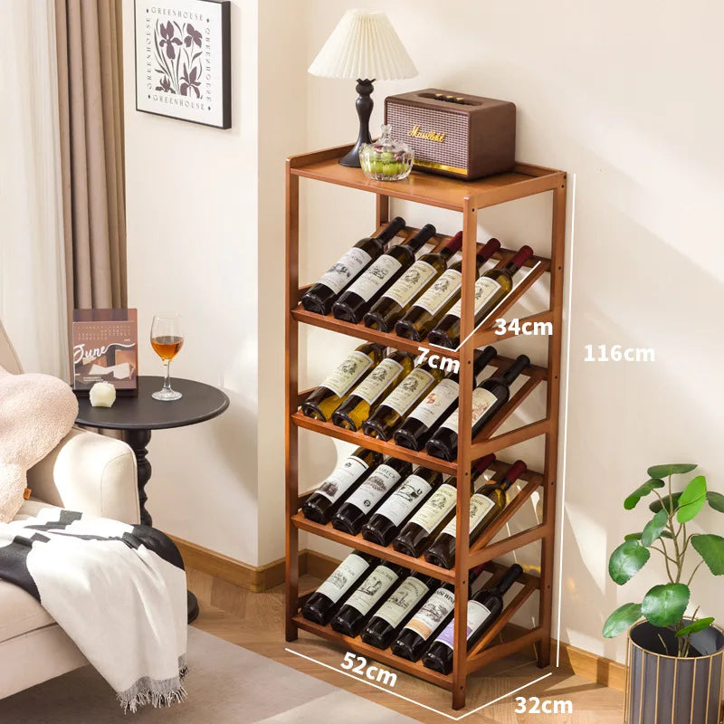 Living room wine cabinet against the wall Locker display integrated cabinet Wine display cabinet Small display cabinet Oasis Select Brown five layers