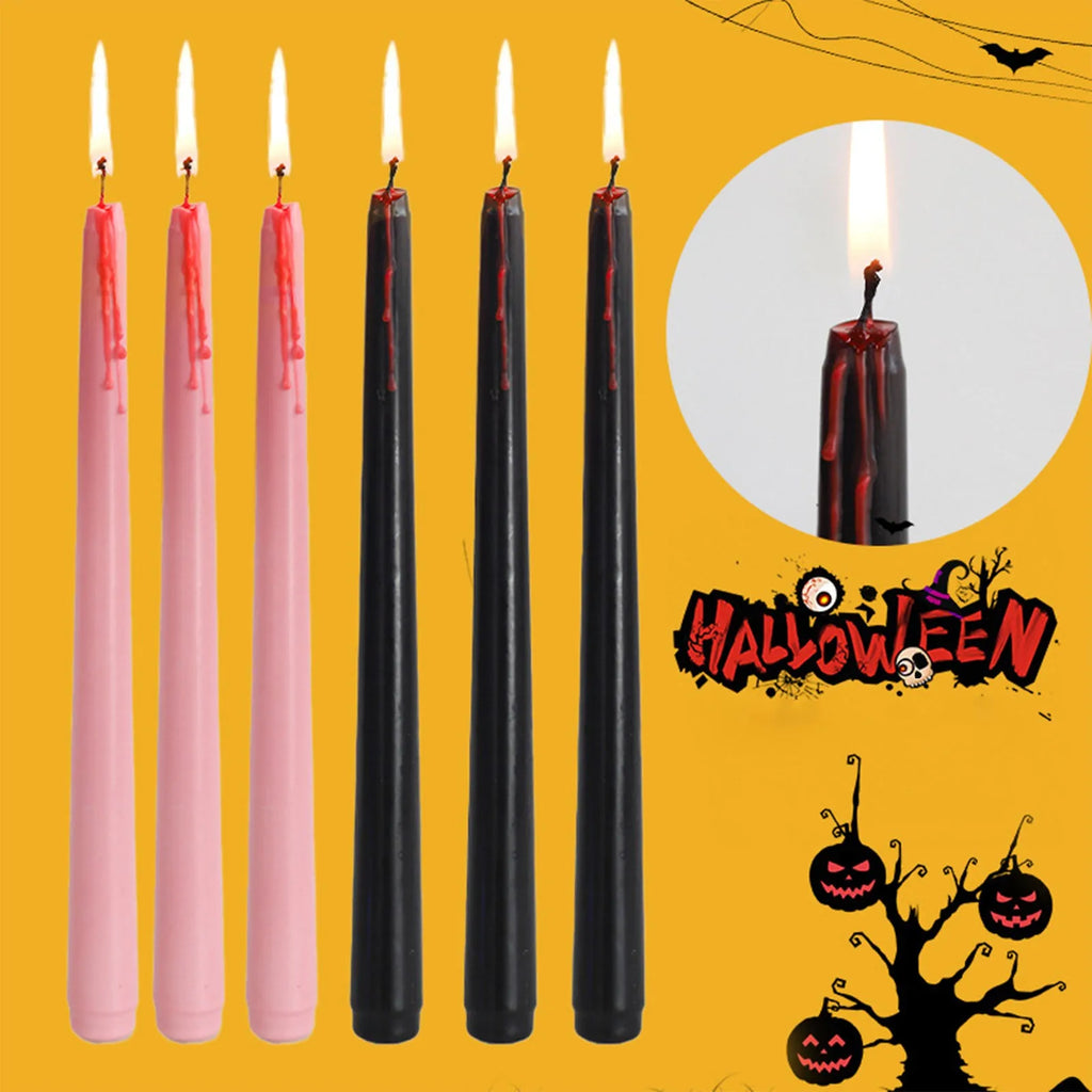4-Pack Vampire Tears Gothic Taper Candles – Halloween Blood Drip Gothic Taper Candles Oasis Select