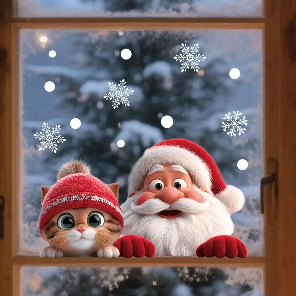 Christmas Window Decals – Santa, Cat & Snowflake Stickers | 2-Pack Holiday Window Decals Oasis Select