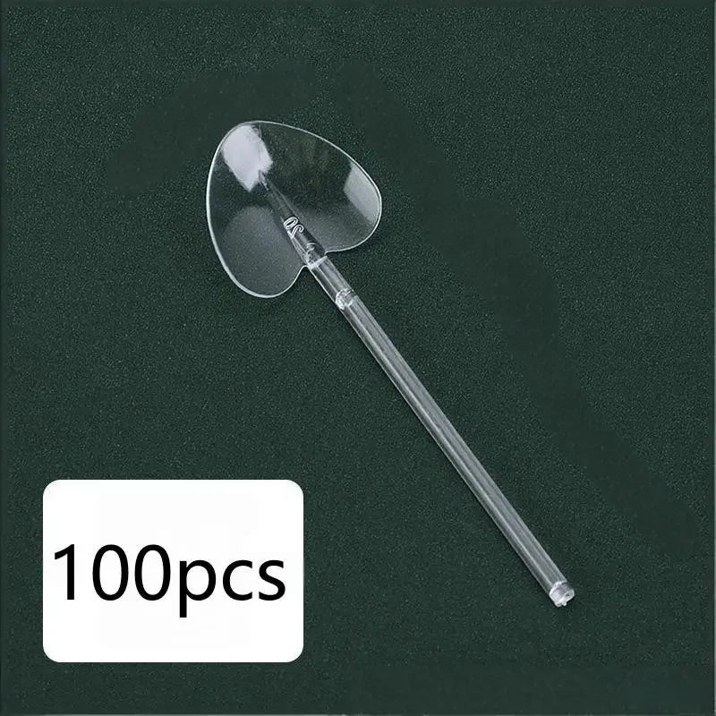 100pcs Heart Shape Disposable Spoons - Colorful Long Handle Dessert Spoons For Ice Cream, Cake, Pastry, Mooncakes | Cute Party Oasis Select A3
