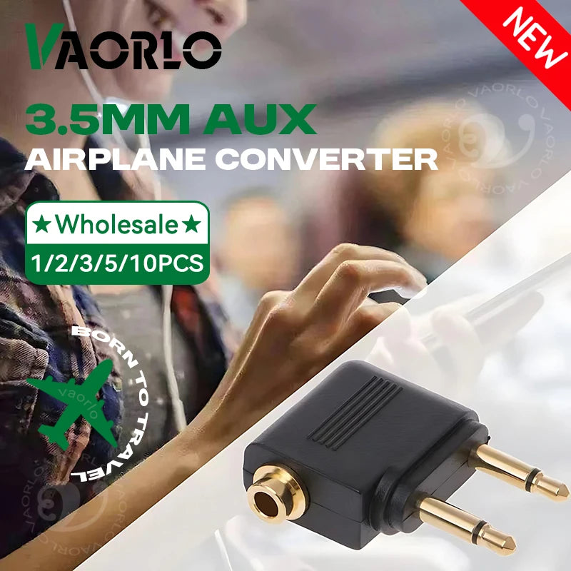 Wholesale 1-10PCS/Lot 3.5MM AUX Airplane Audio Converter Airline Aircraft Headphone Plug Jack Audio Adapter For Aircraft Travel Oasis Select
