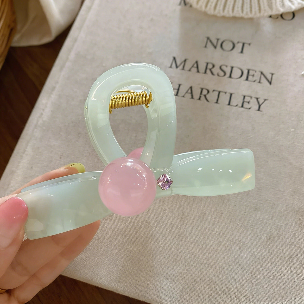 1/2Pcs Versatile Oval Hollow Out Hair Claw Pink Round Bead Planet Shape Sweet Hair Accessories For Girls 핑크 볼 헤어클로우） Oasis Select A2