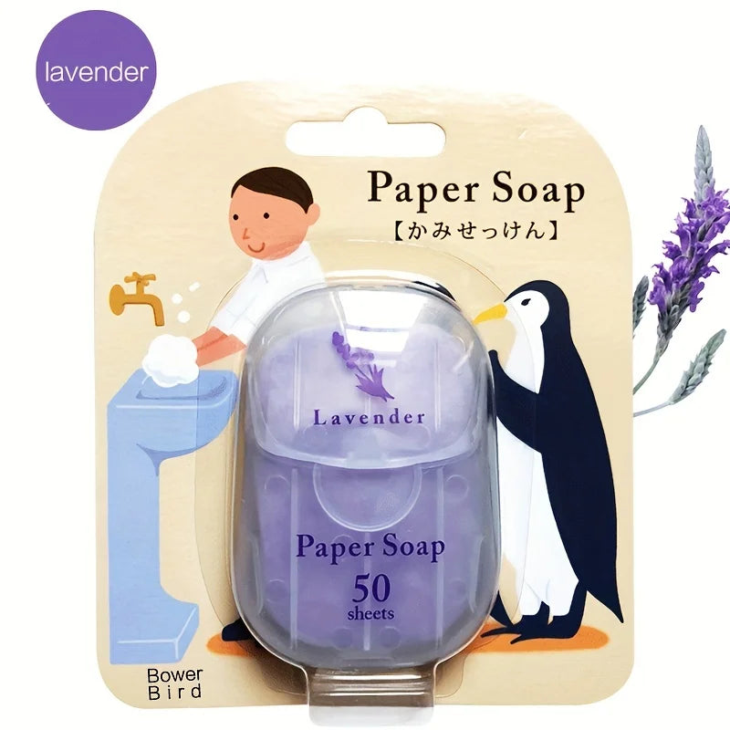 Paper soap, portable soap tablets, suction cardboard soap, 6 colors, 6 flavors, 50 tablets, disposable hand washing travel soap Oasis Select Lavender 50pcs
