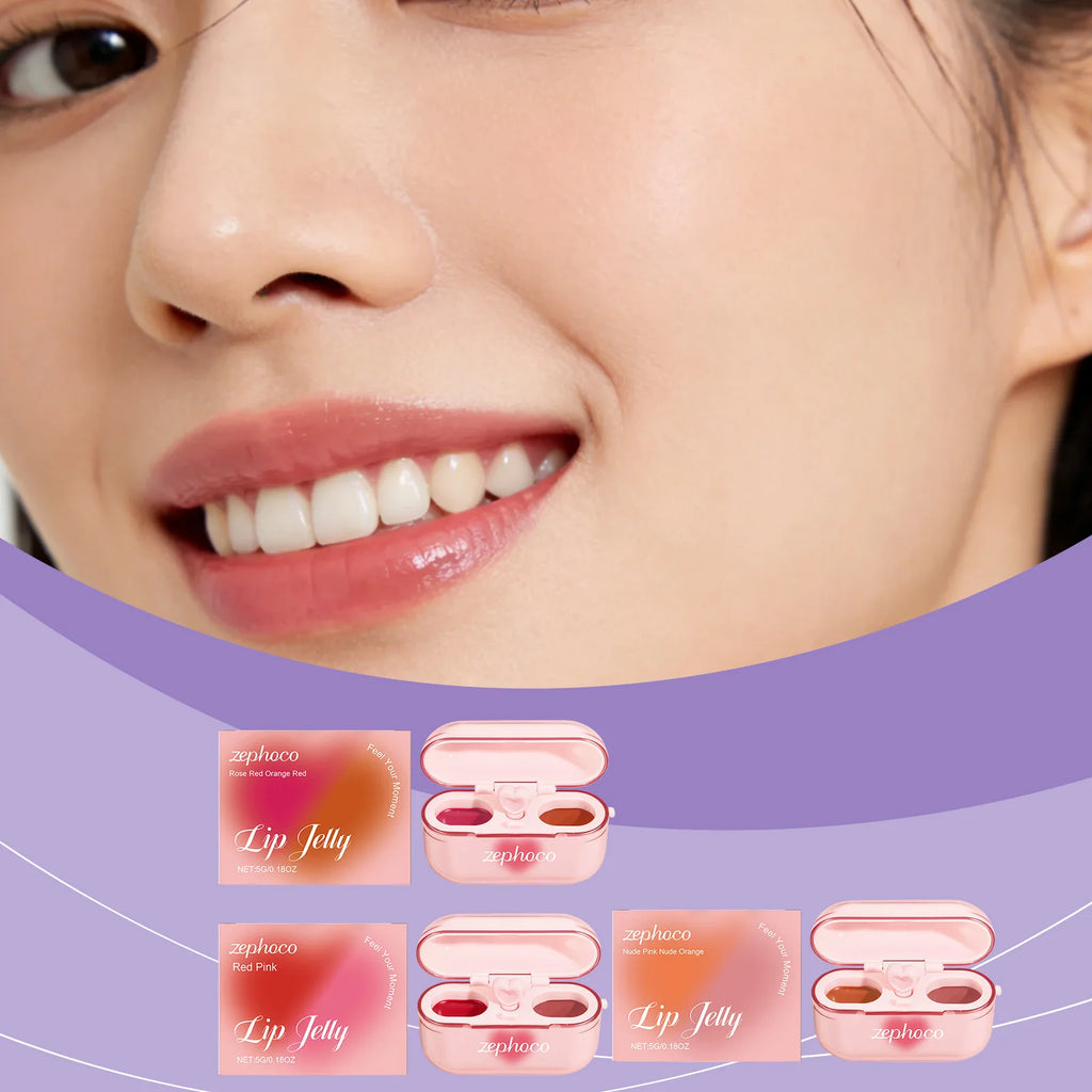 Earphone Case Long-Lasting Moisturizing Two-Tone Jelly Lip Gloss Shiny Delicate Soft Natural Smooth Multi-Functional Lip Makeup Oasis Select