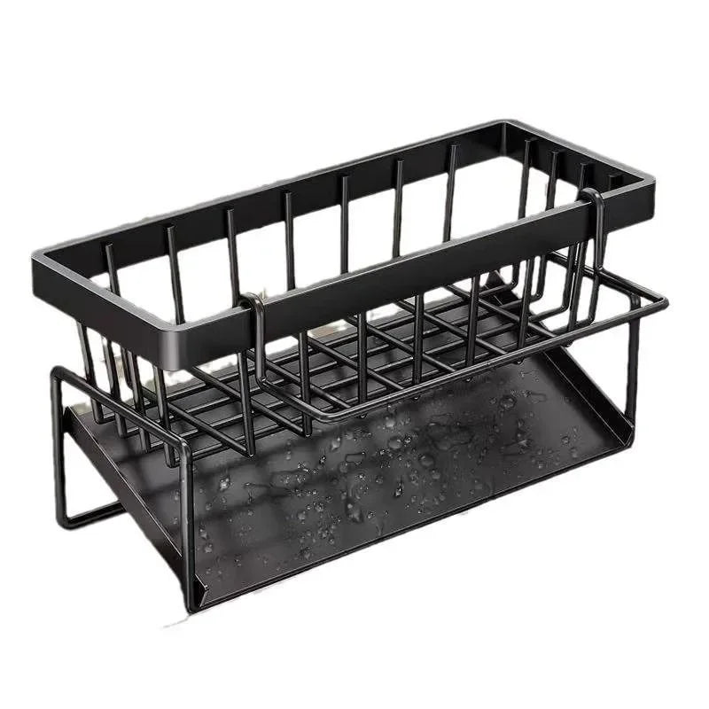 Sponge Holder for Kitchen Sink, Plastic Auto Draining Kitchen Sink Organizer, Sink Caddy with Removable Brush Holder Oasis Select black