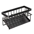 Sponge Holder for Kitchen Sink, Plastic Auto Draining Kitchen Sink Organizer, Sink Caddy with Removable Brush Holder Oasis Select black