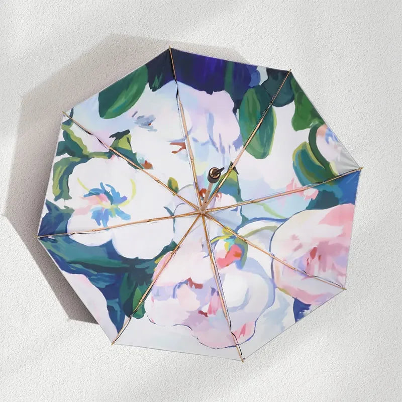 Dual Purpose UV Protection Umbrella Folding Sun Protection Umbrella Upf50+ Double Retro Sunshade Oasis Select B