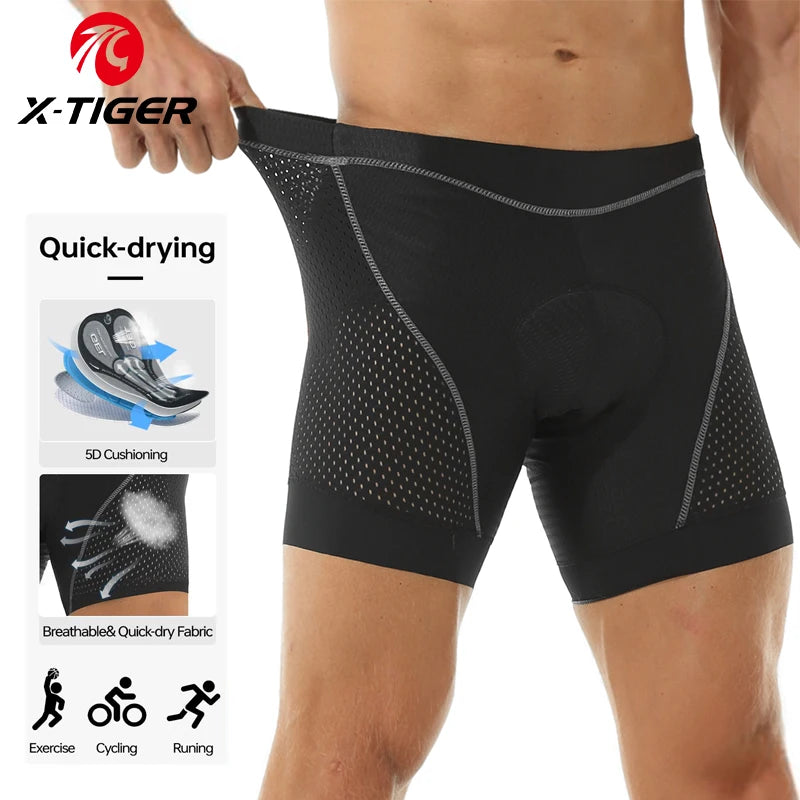 X-TIGER Men's Cycling Underwear with 5D Gel Cushioned MTB Boxer Cycling Shorts Road Cycling Underwear Cycling Equipment Oasis Select