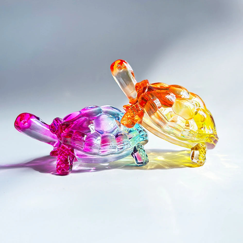 Lucky turtle ornament, crystal glass magical turtle statue light-catcher, Christmas gift mysterious power home office decoration Oasis Select