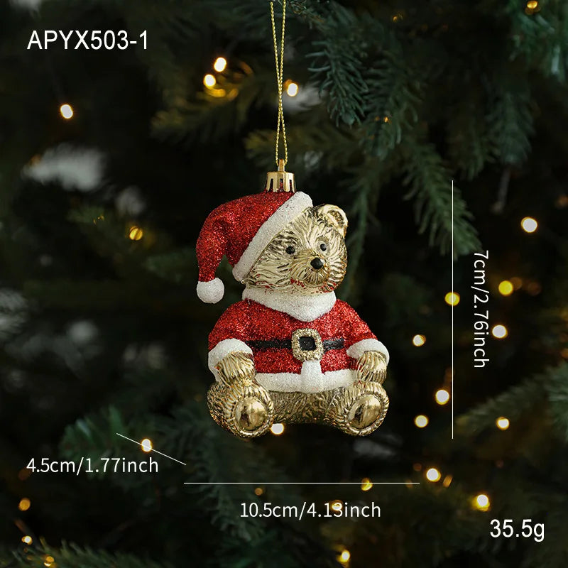 Gold & Red Cartoon Christmas Tree Hanging Ornament