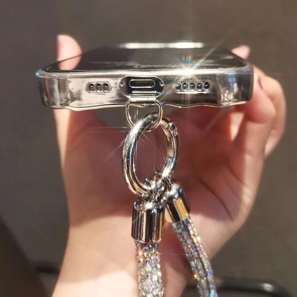 Diamond Luxury Phone Lanyard Metal Clip Bold Rhinestone Full Diamond Lanyard Short Pendant Sturdy Design Universal Phone Lanyard Oasis Select