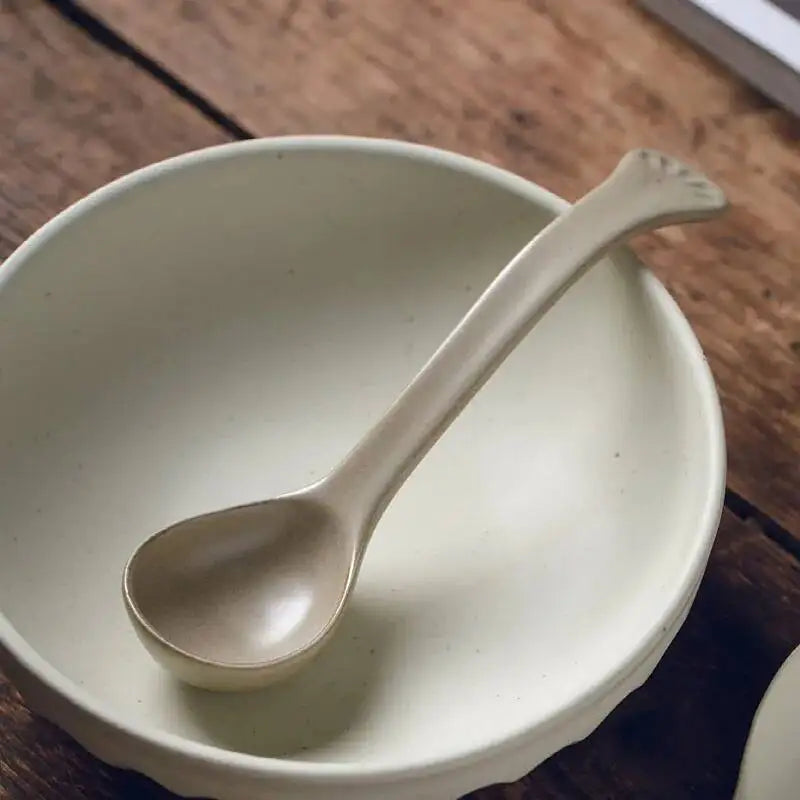 Jingdezhen Rustic Ceramic Household Soup Rice noodles Spoon Kitchen Tablewear Oasis Select Nai Cha Se