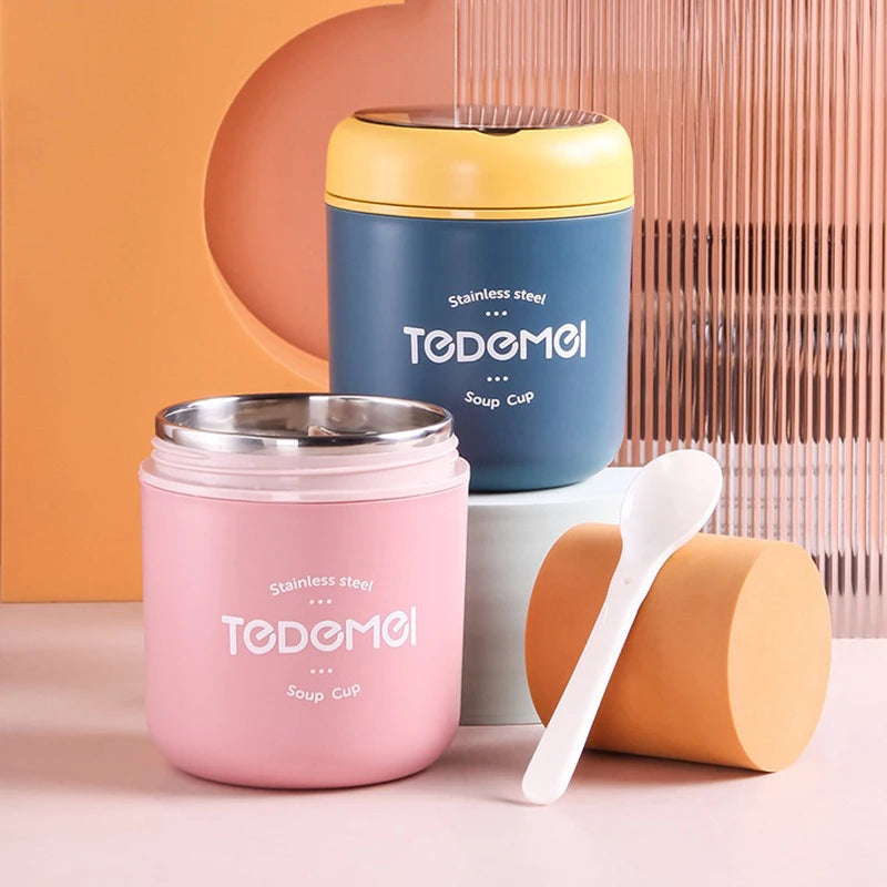 Stainless Steel Insulated Soup Thermos with Spoon Lunch Box Vacuum Cup Food Warmer Thermal Jar Container Cooler Oasis Select