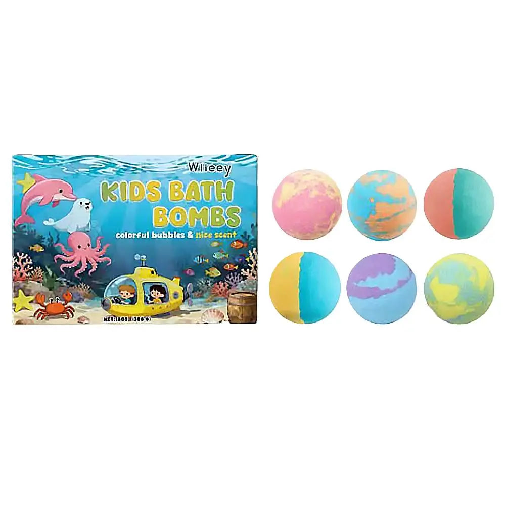 Kids Colorful Bath Bombs, Bath Color Fizzy Spa Balls Gift Set for Kids Bathtub Fun Relaxing Holiday Gift Toys for Kids Toddlers Oasis Select 6pcs