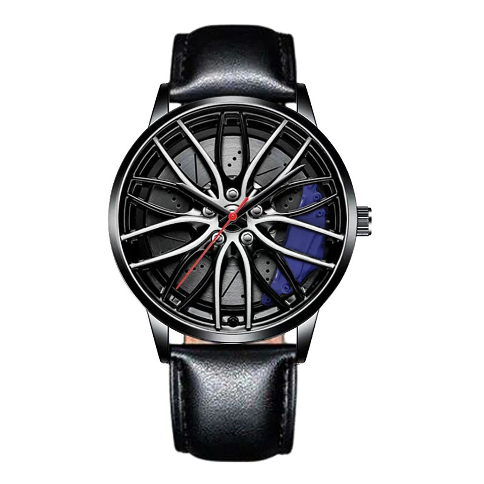 Men's Car Rim Quartz Watch – Leather Strap Round Dial