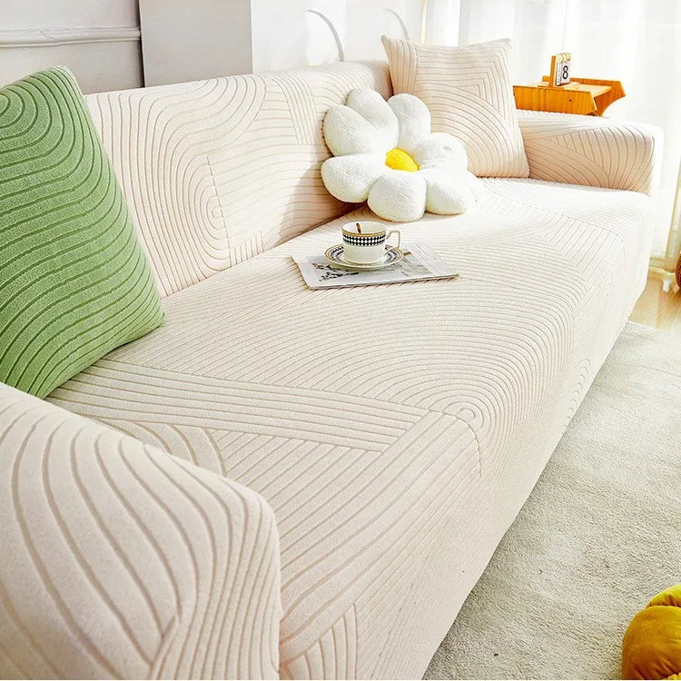 Elastic Sofa Covers All-season Cat Scratch-resistant Sofa Covers and Lazy Anti-slip Sofa Covers Living Room Oasis Select Milk coffee color 3 people 190-230cm