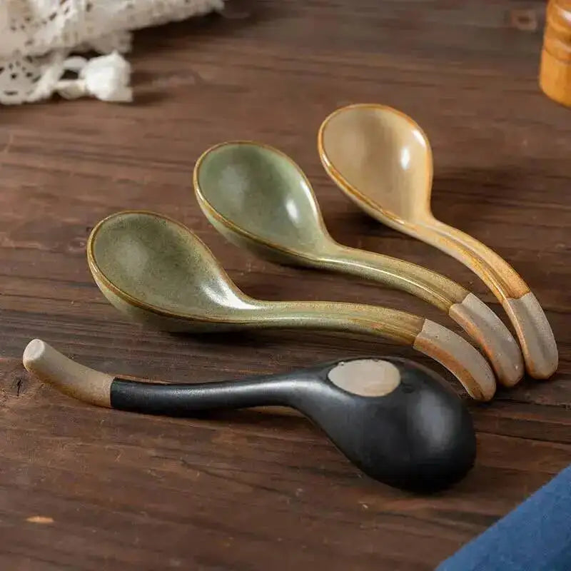 Japanese Handmade Coarse Pottery Soup Spoon Tablespoon Spoon Eating Spoon Ceramic Spoon Bowl Spoon Kitchen Tablewear Oasis Select