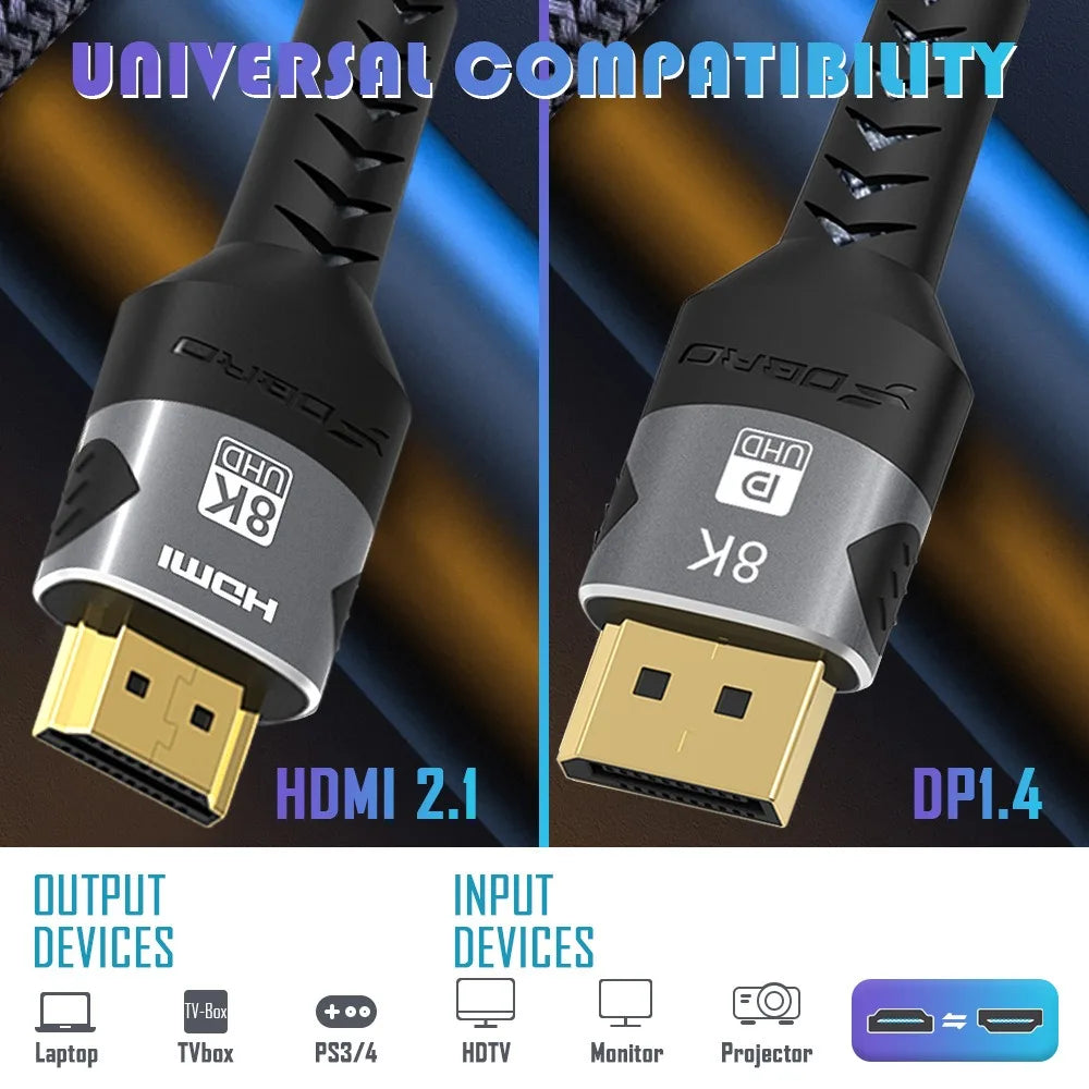8K HDMI Cables 2.1 48Gbps High Speed HDMI Braided Durable Perfect Cord-4K@120Hz 8K@60Hz ForHDR Video Cable PC Laptop TV PS5 Oasis Select