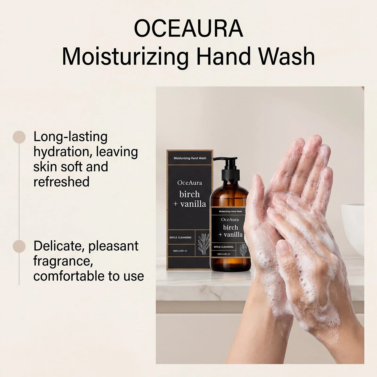 Moisturizing Hand Wash Vanilla Extract Nourishing Liquid Soap Gentle Cleansing Hand Soap for Daily Use Soft Hands Family Care Oasis Select