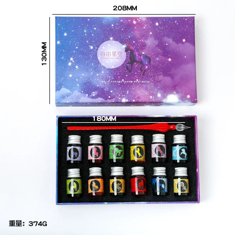 Free Starry Sky Pen Glass Pen Gradient Color Gift Set Dip Pen Business Gift Pen Student Crystal Pen Oasis Select 9