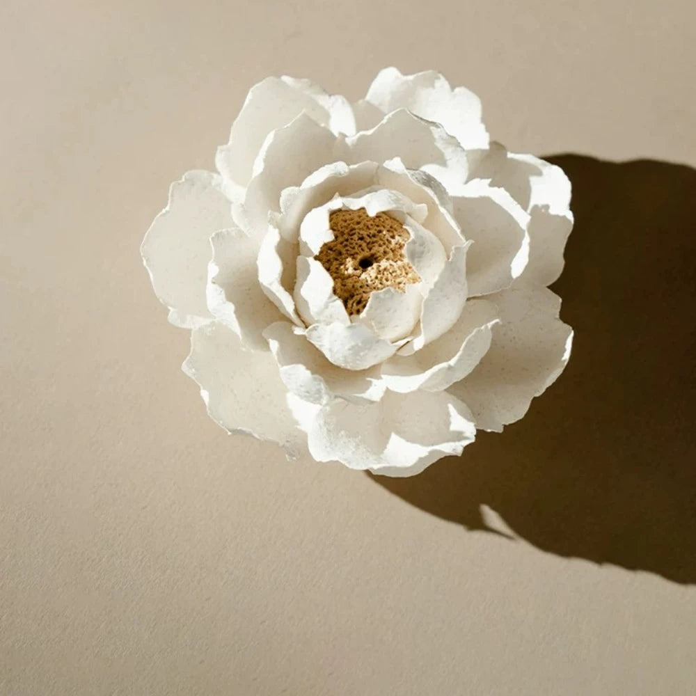 Ceramic Handmade Camellia Incense Holder Hand Pinched Indoor Decor Incense Base for Stick Incense Home Aromatherapy Ornament Oasis Select